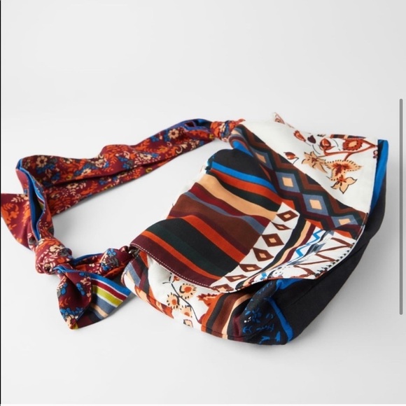 ZARA BNWT Printed Scarf Crossbody Bag - Picture 1 of 5